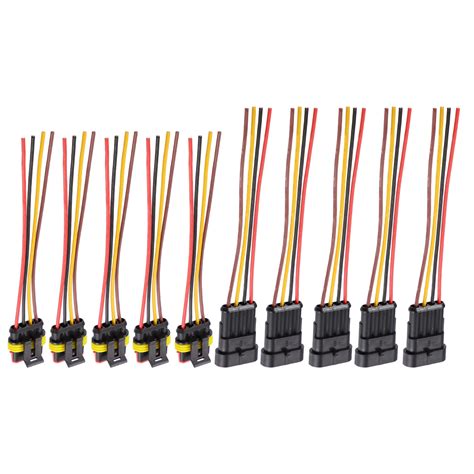 5 Pair 16awg 4 Pins Way Car Auto Waterproof Electrical Connector Plug