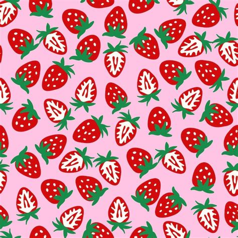 Premium Vector Strawberries Seamless Pattern Strawberries On Pink