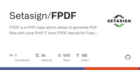 Github Setasignfpdf Fpdf Is A Php Class Which Allows To Generate