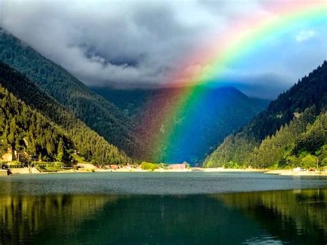 Rainbow Near Body Of Water Nature Rainbows Lake Hd Wallpaper