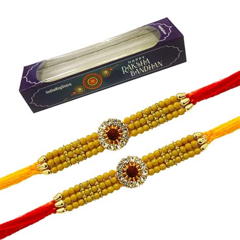 Buy IndiaBigShop Rakhi For Brothers Round 12 Stone Beads Design Rakhi