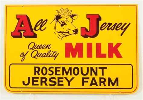 All Jersey Milk Porcelain Dairy Sign