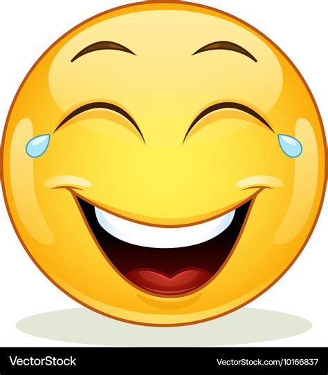 Laughing Emoticon With Tears Joy Royalty Free Vector Image
