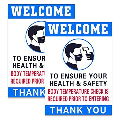 Sicohome Body Temperature Check Required Sign 2pcs Temperature Check