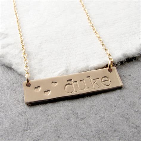 Personalized Name Bar Necklace Custom Gold Bar Name Necklace