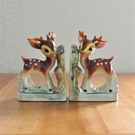 Cute Vintage Ceramic Deer Bookends Etsy Vintage Deer Vintage