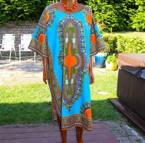 African Bouboudress Made From Dashiki Orange And Turquoise Etsy