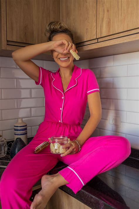 Pijama Americano Feminino Meia Estação Com Botões Pink