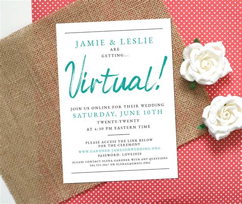 Virtual Wedding Invitation Online Wedding Invitation Etsy