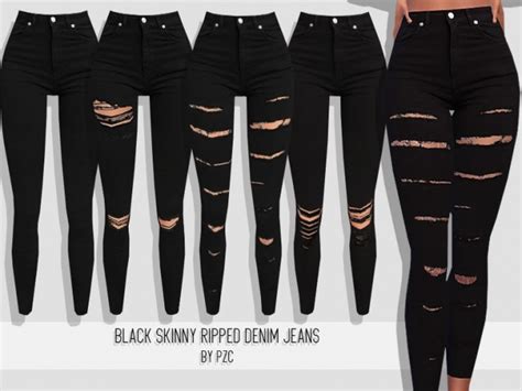 Black Skinny Ripped Denim Jeans Collection By Pinkzombiecupcakes At Tsr