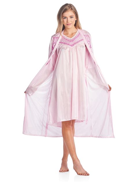Casual Nights Women S Satin Piece Robe And Nightgown Set Walmart Com