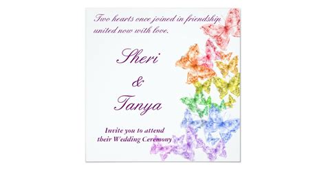 gay lesbian rainbow wedding ceremony invitation