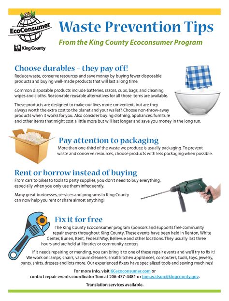 Waste Prevention Tips From The King County Ecoconsumer Program