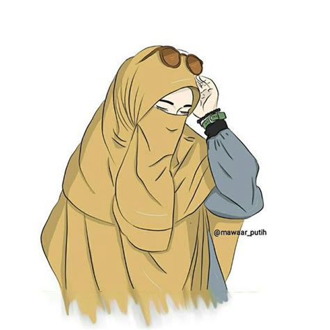 Gambar Kartun Muslimah Bercadar Sketsa Wanita Berhijab Inapg Id