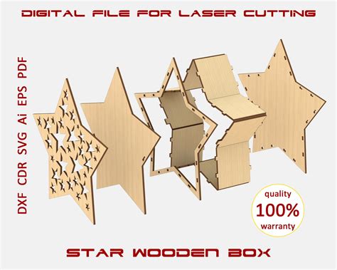 Wooden Star Box Laser Cut Dxf File Svg Cdr File Wooden Box Etsy Uk