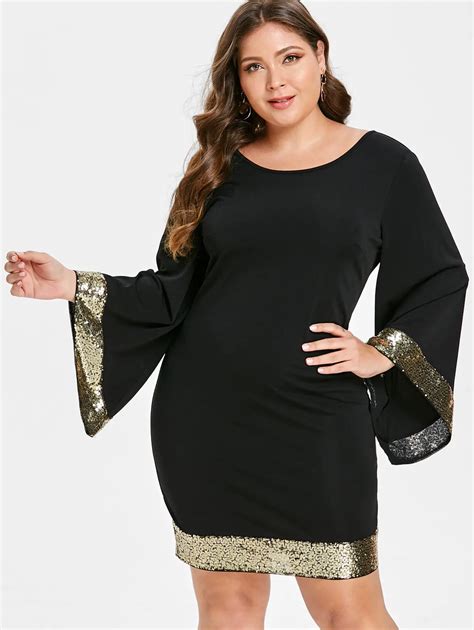 Buy Kenancy Plus Size 5xl L Bell Flare Sleeve Sequin Elegant Party Dresses