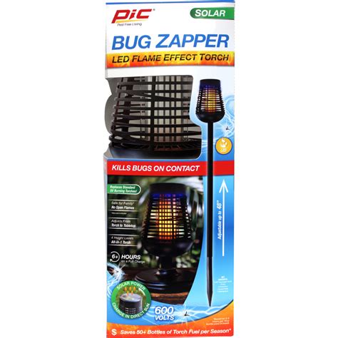 Pic Solar Bug Zapper In Torch With Flaming Led Pest Control