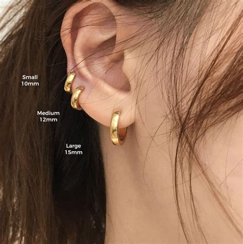 ISE Hoops In Gold Small Gold Hoop Earrings Three Ear Piercings Stud Earrings