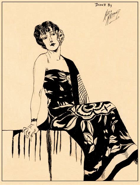 A Black And White Drawing Of A Woman In A Dress
