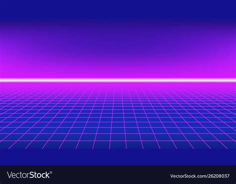 80s Style Background Perspective Grid With Neon H Vector Image