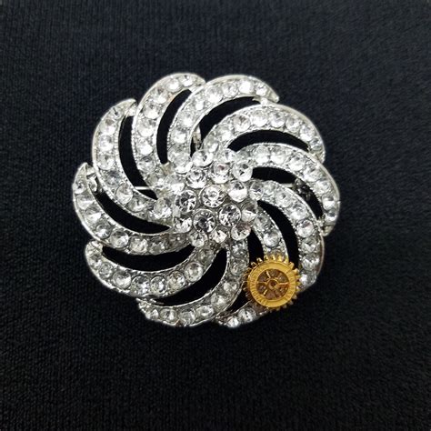 Swirling Rhinestones Jeweled Lapel Brooch Gerry White Pin Company