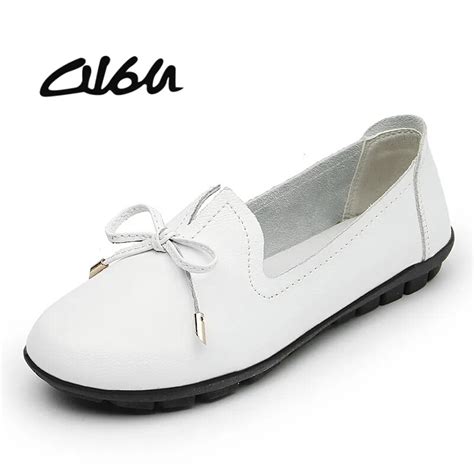 O16u Women Ballerina Flats Shoes Slip On Ballet Flat Genuine Leather