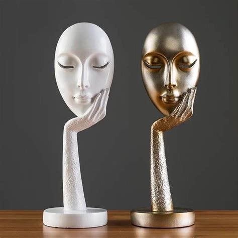Modern Human Meditators Abstract Lady Face Character Resin Statues