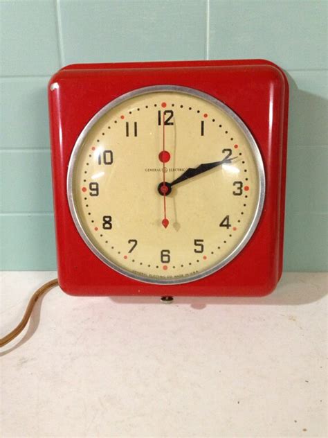 Red Vintage Ge Electric Kitchen Clock By Janesjello On Etsy