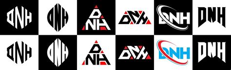 Dnh Letter Logo Design In Six Style Dnh Polygon Circle Triangle