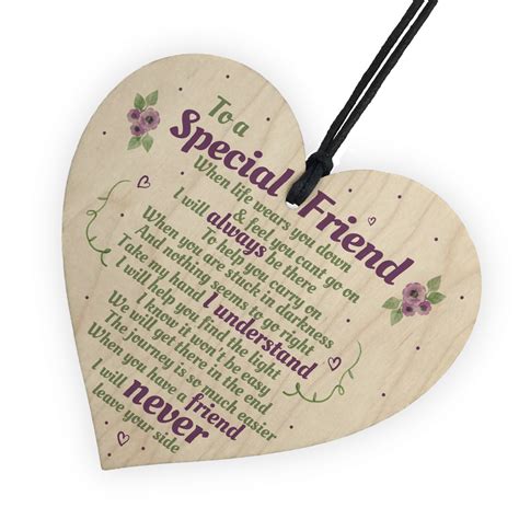 Special Friend Friendship T Shabby Chic Wood Heart Thank You