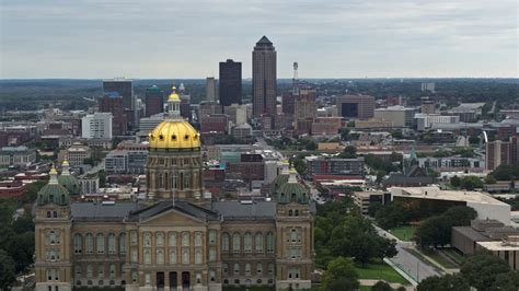 57k Stock Footage Aerial Video Of A View Of The Downtown Des Moines