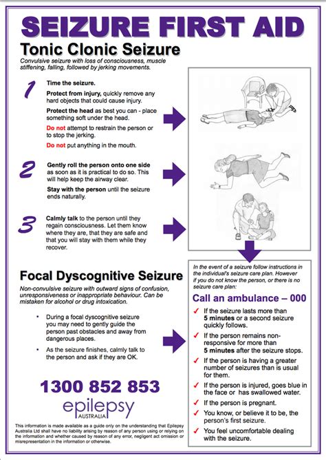 Epilepsy Seizure First Aid Information Sheet