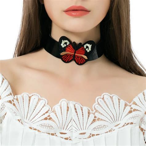 Fashion Retro Chokers Necklaces Jewelry Python Pu Necklace Embroidery