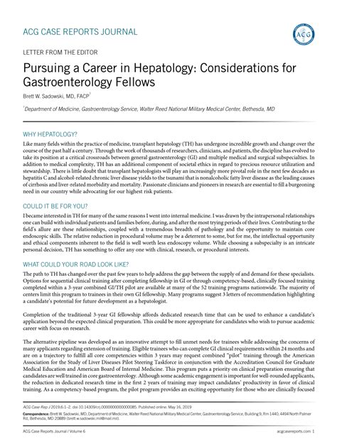 Pdf Pursuing A Career In Hepatology Considerations For