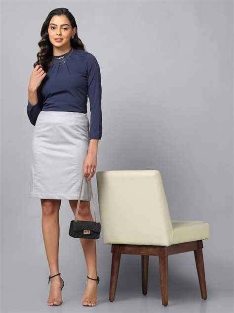 Buy Cloud Grey Polycotton Straight Skirt Skirts For Women Power Sutra Powersutra