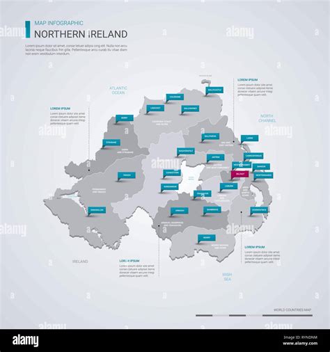 Northern Ireland Vector Map With Infographic Elements Pointer Marks
