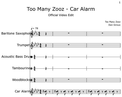 Too Many Zooz Car Alarm Sheet Music For Baritone Saxophone Trumpet