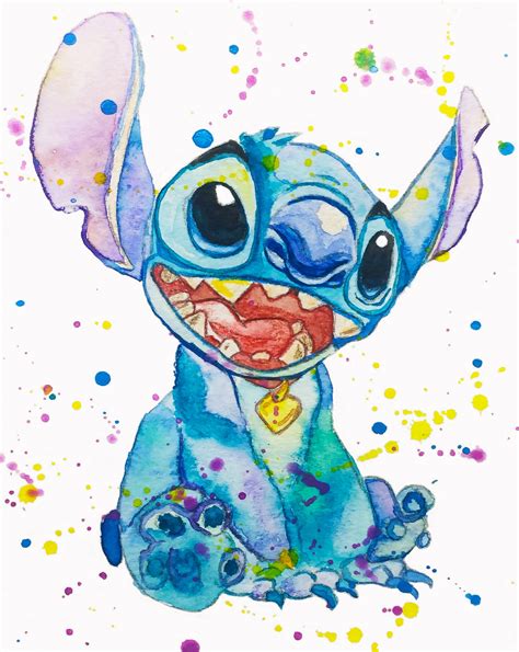Disney Stitch Baby Stitch Watercolor Art Print Watercolor Etsy