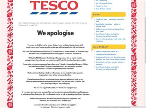 Tesco Wins Corpcomms Award For Horsemeat Scandal Response News The