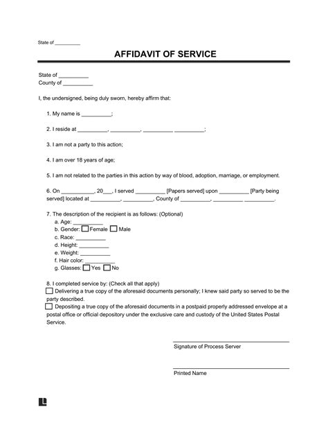 Free Affidavit Of Service Proof Of Service Form Pdf And Word