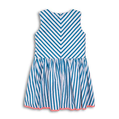 Buy Minoti Junior Girls Woven Striped Dress Blue