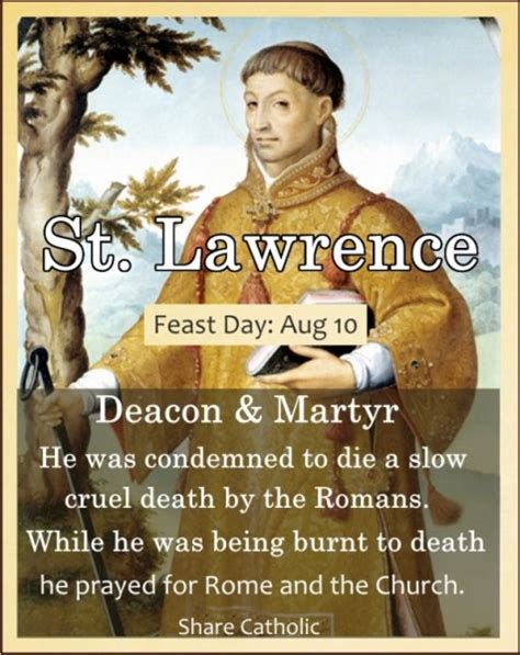 St Lawrence Feast Day August 10