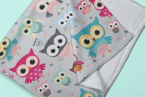 Owl Throw Blanket Gray With Cute Coloful Owls Home Decor Etsy