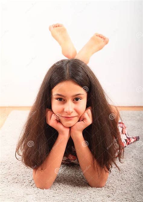 Barefoot Girl Lying On Carpet Stock Image Image Of Hair Nice 167962181