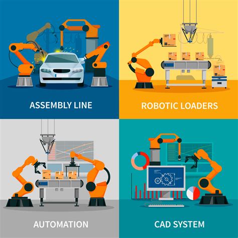 Automation Concept Icons Set 478553 Vector Art At Vecteezy