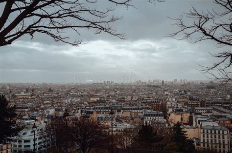 High Angle Shot Of The Beautiful City Of Paris Under The Cloudy Sky In