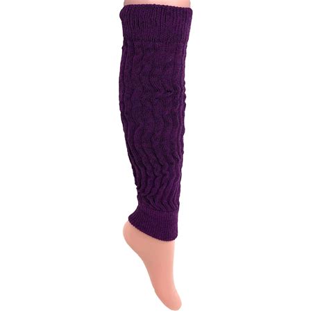 Cotton Leg Warmers Knitted Retro Adult Unisex Purple