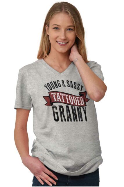 Young Sassy Tattooed Granny Rebel Grandma Vneck Tshirts Tshirt For