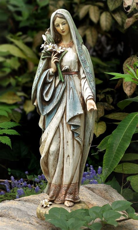 Madonna Lilies Blessed Virgin Mary Mother Garden Statue Statues And Figures