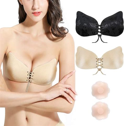 Rovtop Women Reusable Adhesive Strapless Brastrapless Push Up Backless Silicone Gelwith Draw